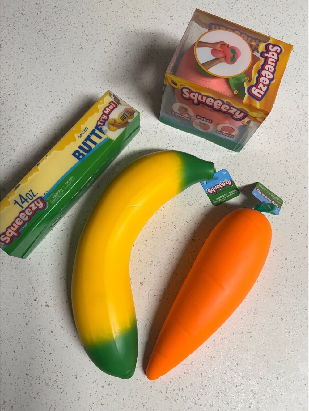 Sunny Days Jumbo Squeeezy Bundle- Peach, Butter, Banana, Carrot squishy